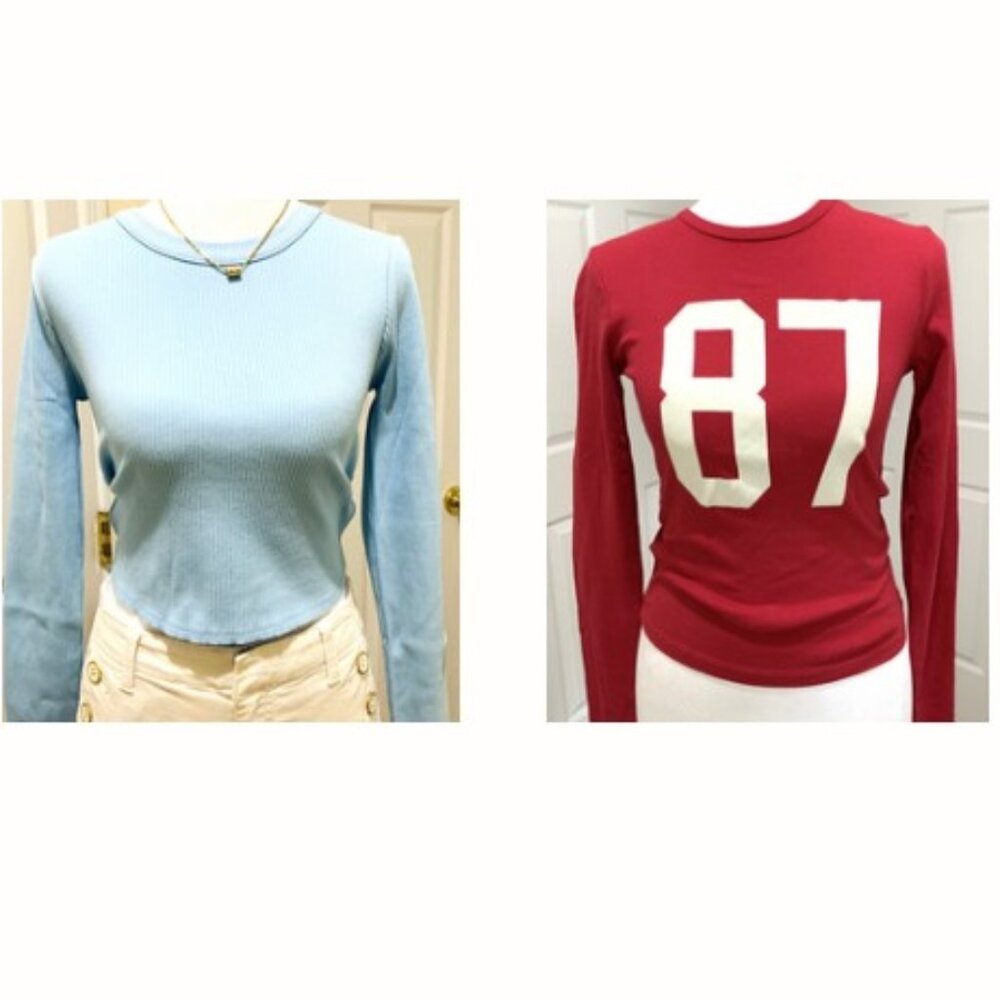 NWT Two Tilly's Long Sleeves Graphic Shirts Blue Red Women Size XL and XS